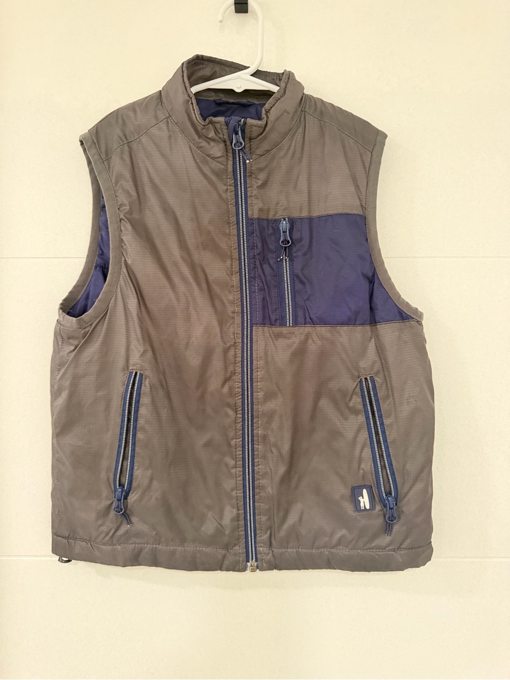 Boys Two-Tone Gray and Navy Quilted Vest